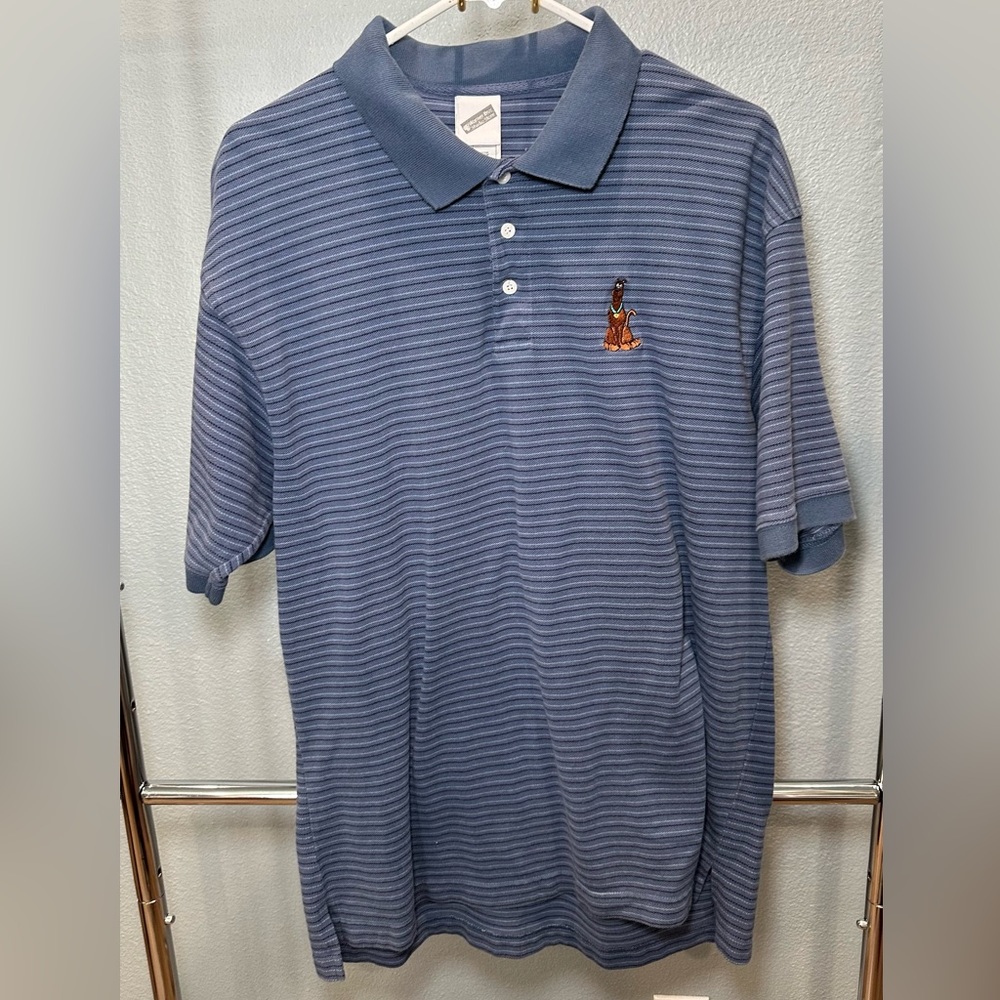 Vintage Y2K Warner Bro Scooby Doo pale blue Polo‎ Shirt size Large (2000)